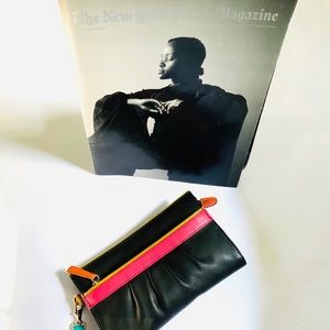 Leather Colorblock Wristlet Wallet